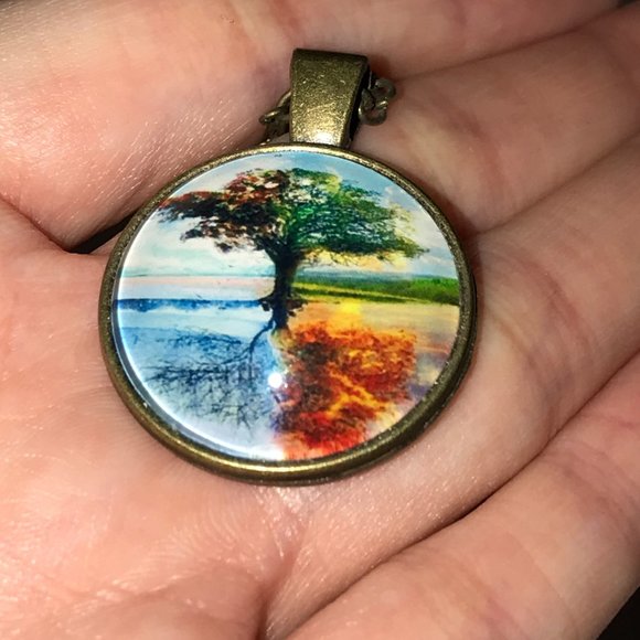 18" 4 Seasons Tree Brass Necklace - Picture 5 of 6